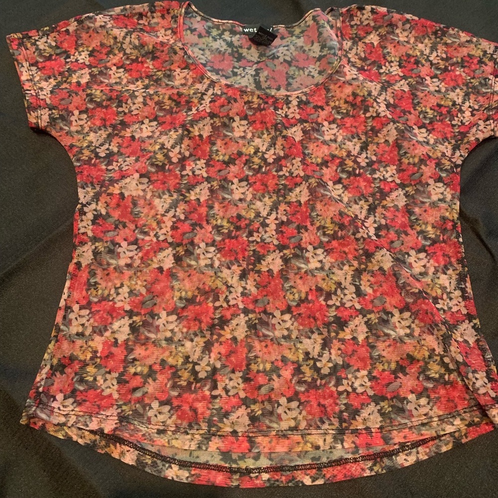 Vintage Y2K 90s Wet seal XS Floral Sheer Women's Top